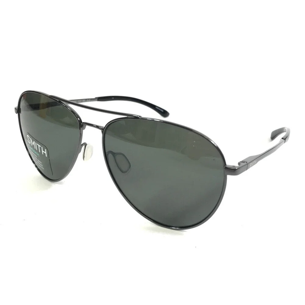 Smith Sunglasses Layback KJ1 X5 Gunmetal Frames with Dark Green Polarized Lenses
